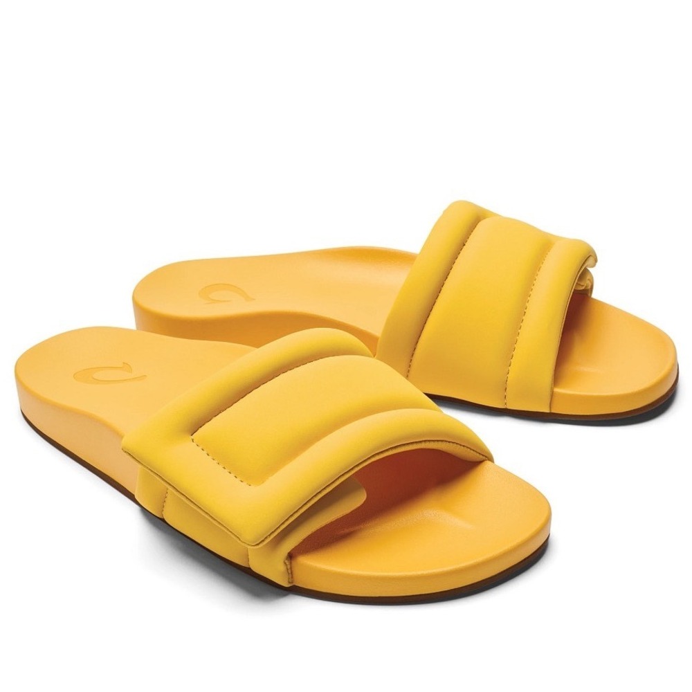 OLUKAI Sunbeam‎ Slide Puff Sandal Yellow Womens Size 11 Beach Vacation Casual